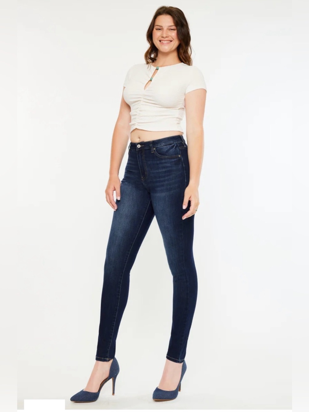 KanCan Dark Wash High Rise Skinny Jeans 25 Raw Frayed Hem